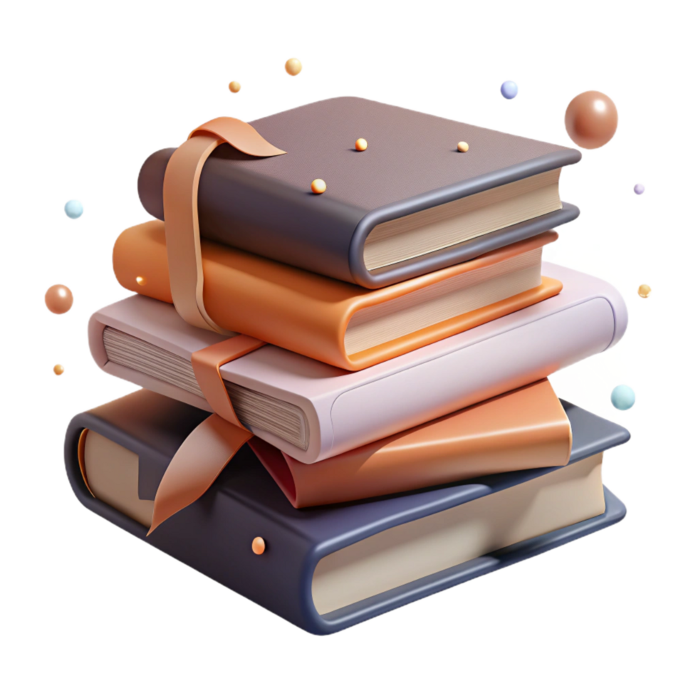dramatic traditional Stack of Three Books Neutral Tones Isolated high resolution png