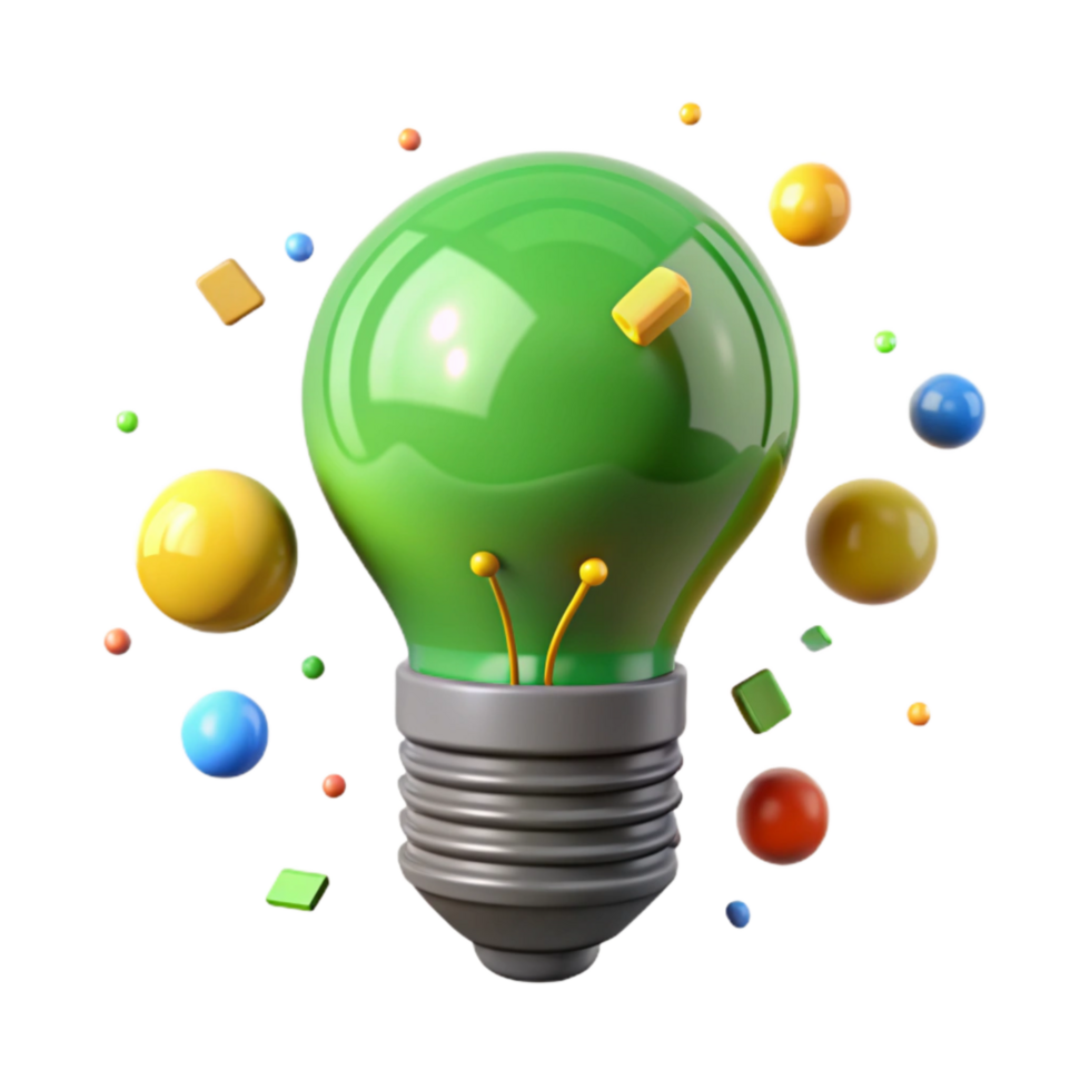 elegant abstract Green Energy Lightbulb Icon Flat Design Isolated detailed png
