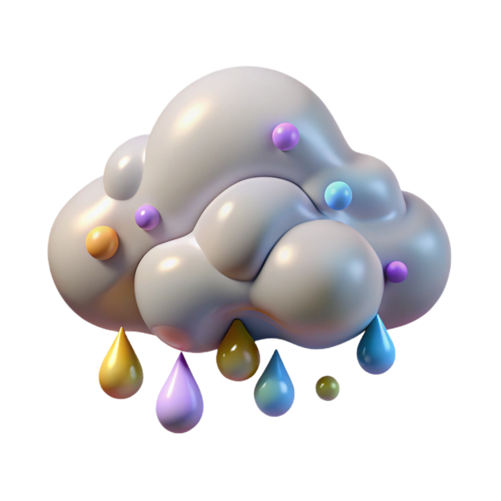 vibrant artistic Isolated Rain Cloud with Realistic Water Droplets professional png