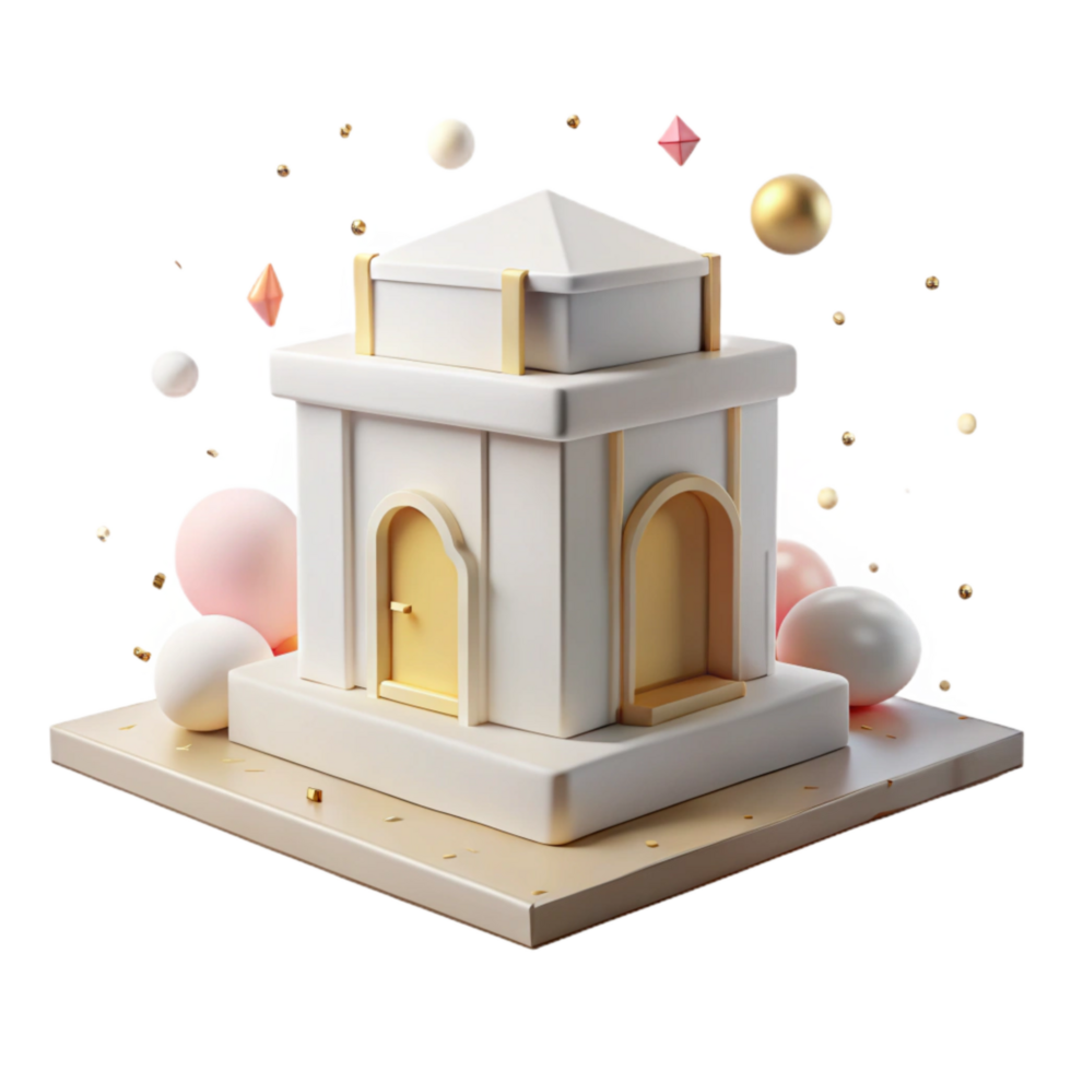 beautiful artistic Minimalist Building Model White Cardboard Isolated Element genuine png