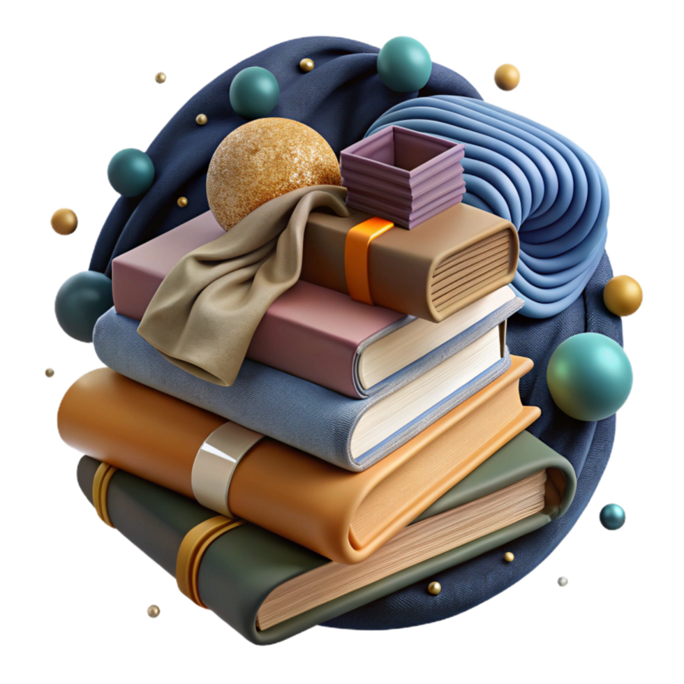 extraordinary abstract Stack of Vintage Books with Cloth Bindings Cutout detailed png