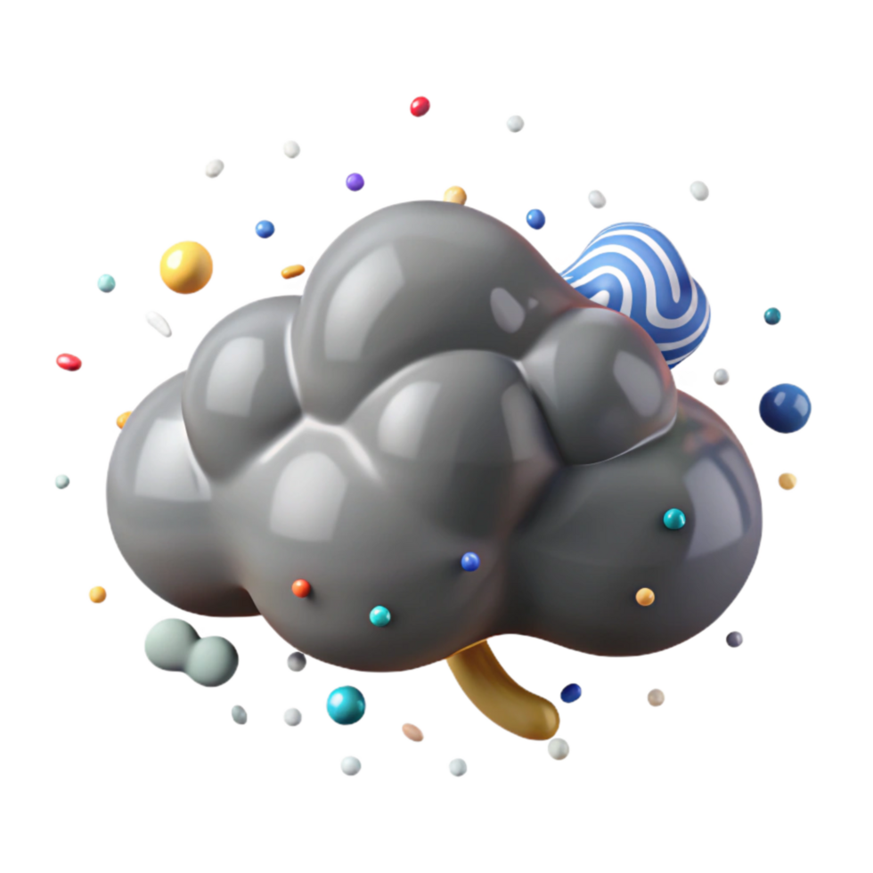 vibrant rustic Gray Cloud Cutout with Subtle Shadows detailed png