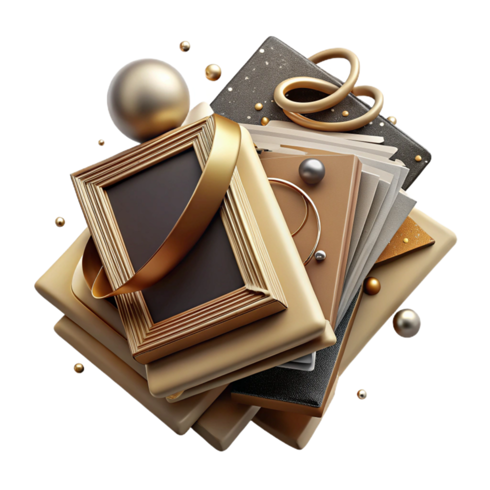 vibrant vintage Stack of Vintage Photographs with Sepia Tone Cutout 4K png