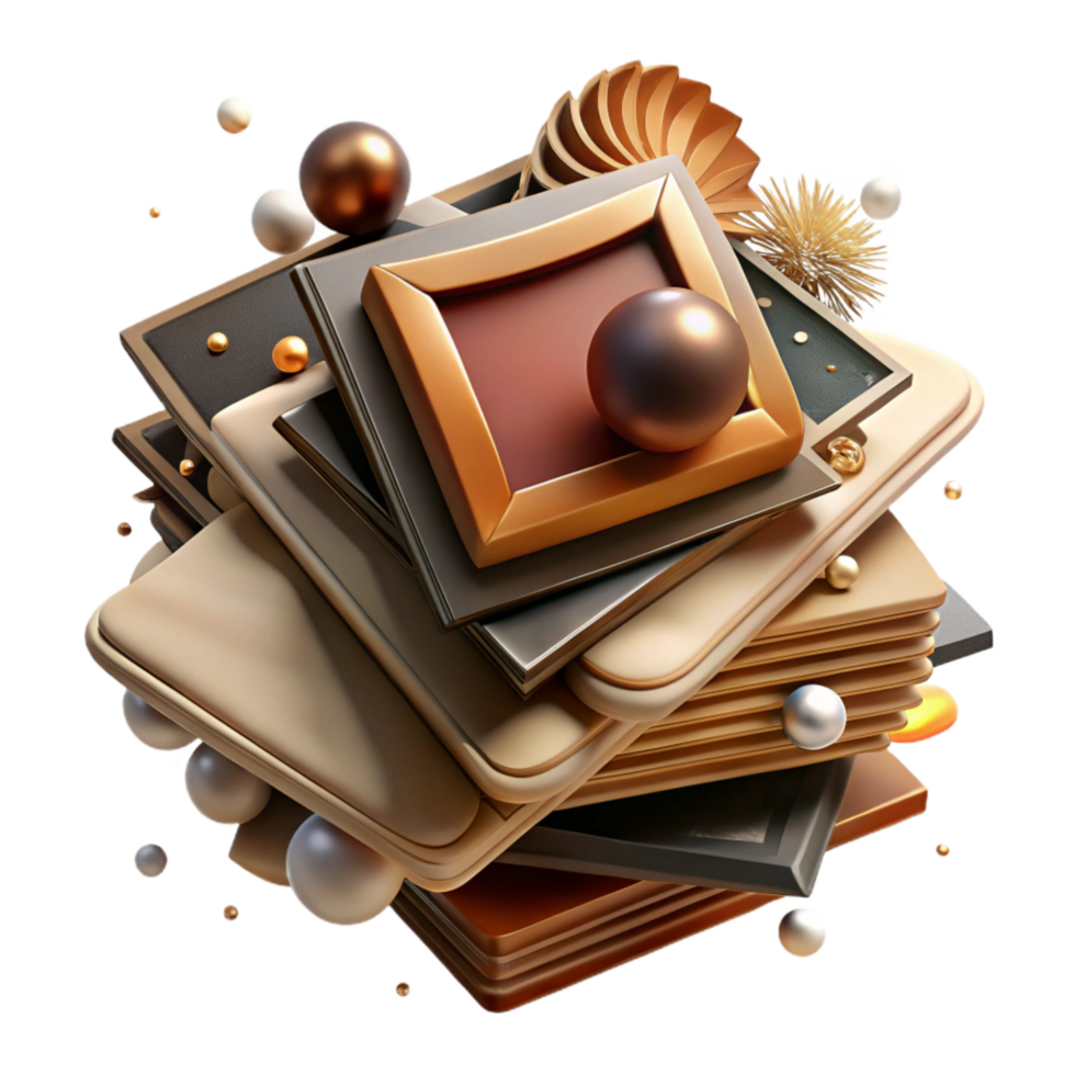beautiful vintage Stack of Vintage Photographs with Sepia Tone Cutout premium png