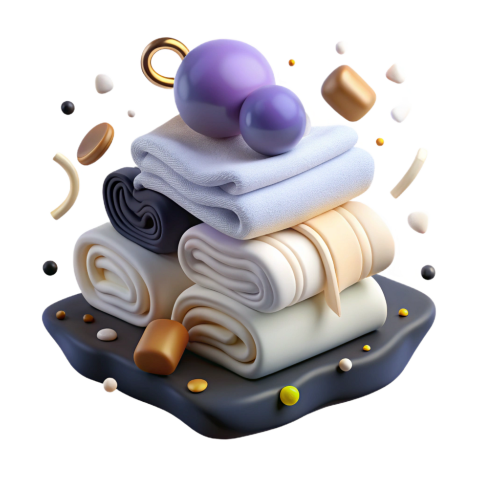 serene modern Stack of White Towels Spa Scene Isolated genuine png
