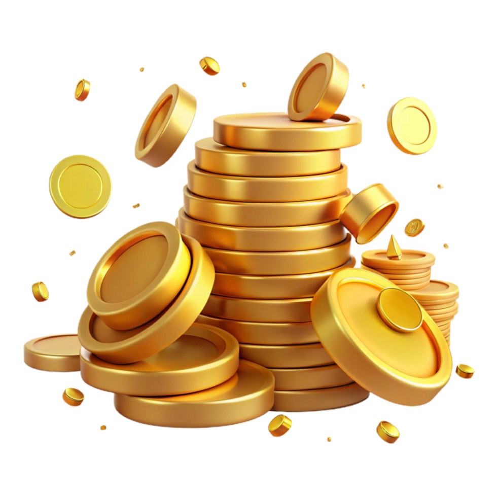 vibrant modern Stacks of Coins Gold Transparent Background premium png