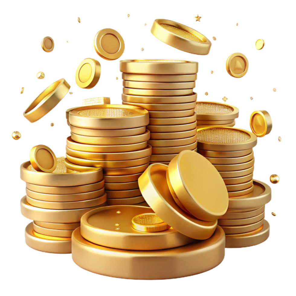 elegant artistic Stacks of Coins Gold Transparent Background authentic png