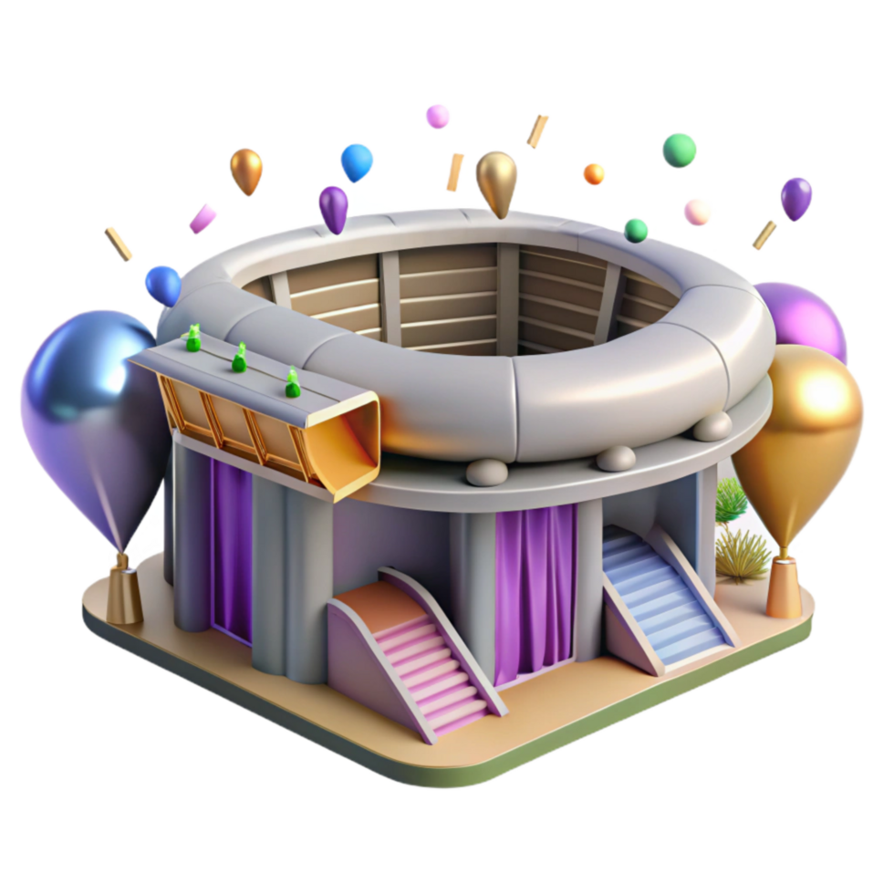 impressive artistic Stadium Building Element with Seating Area detailed png