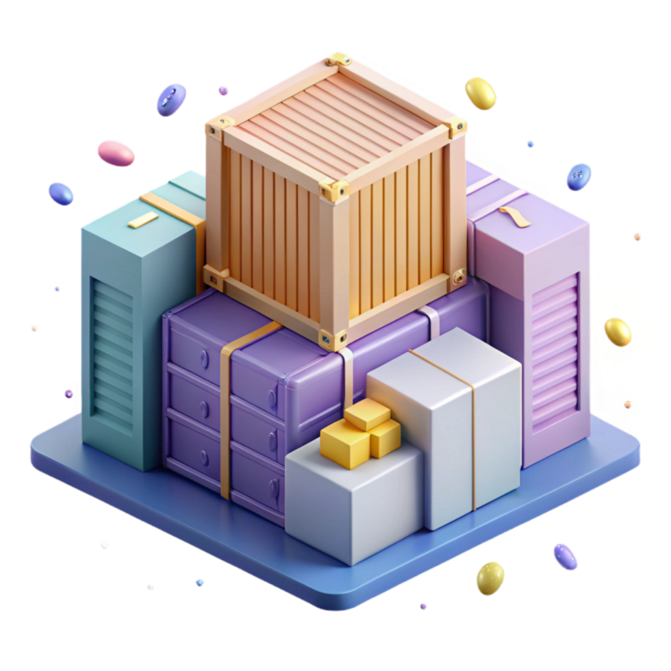 dramatic modern Stacks of Shipping Containers Isometric View Transparent genuine png