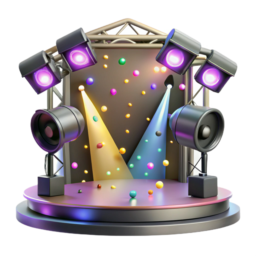 stunning classic Stage Lights Colorful Beams Transparent Background authentic png