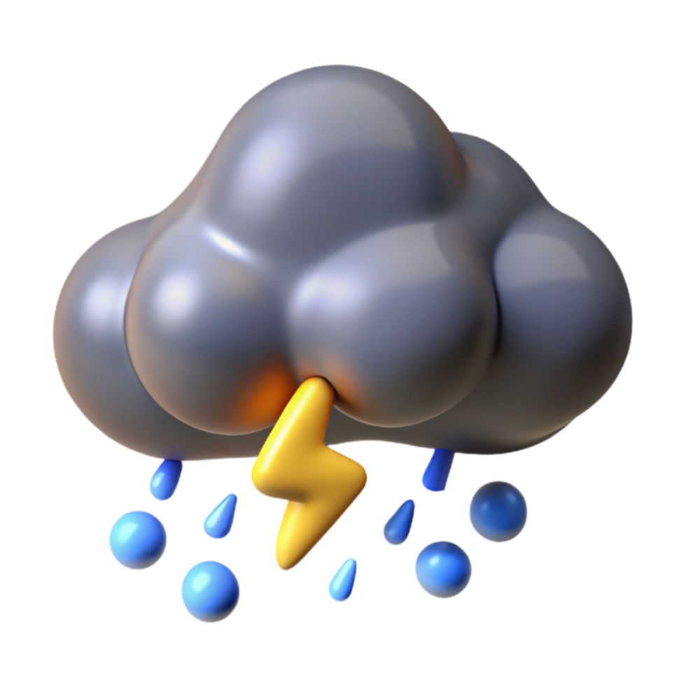 magnificent classic Grey Rain Cloud with Lightning Isolated high quality png