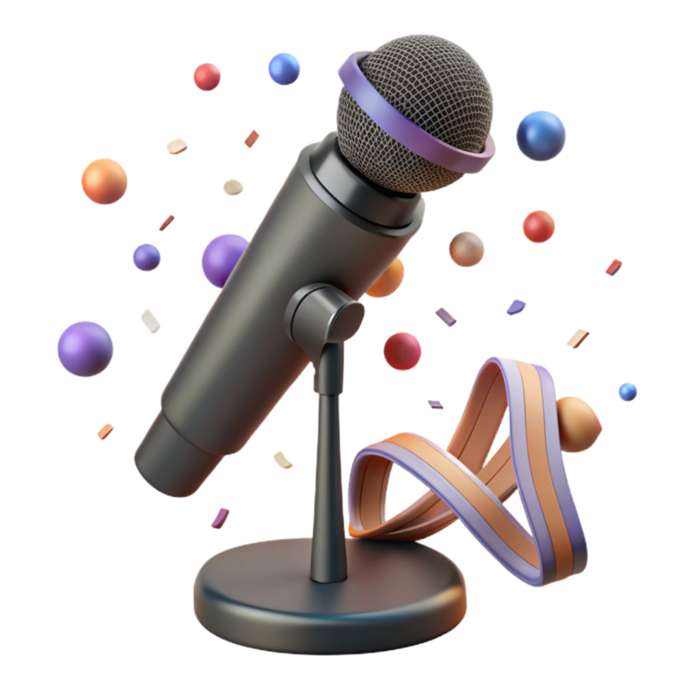 beautiful rustic Stage Microphone Stand and Mic Transparent Background high quality png