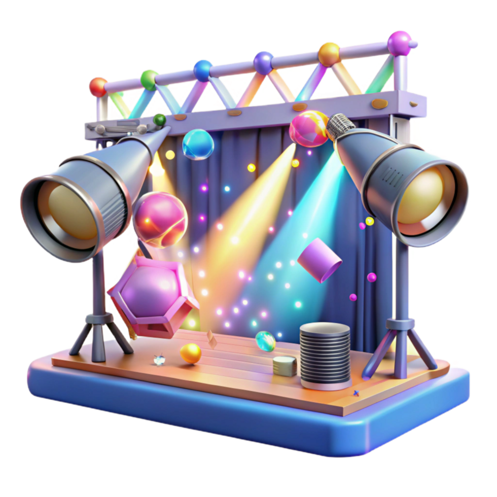 extraordinary vintage Stage Lights with Colorful Beams on Transparent Background genuine png