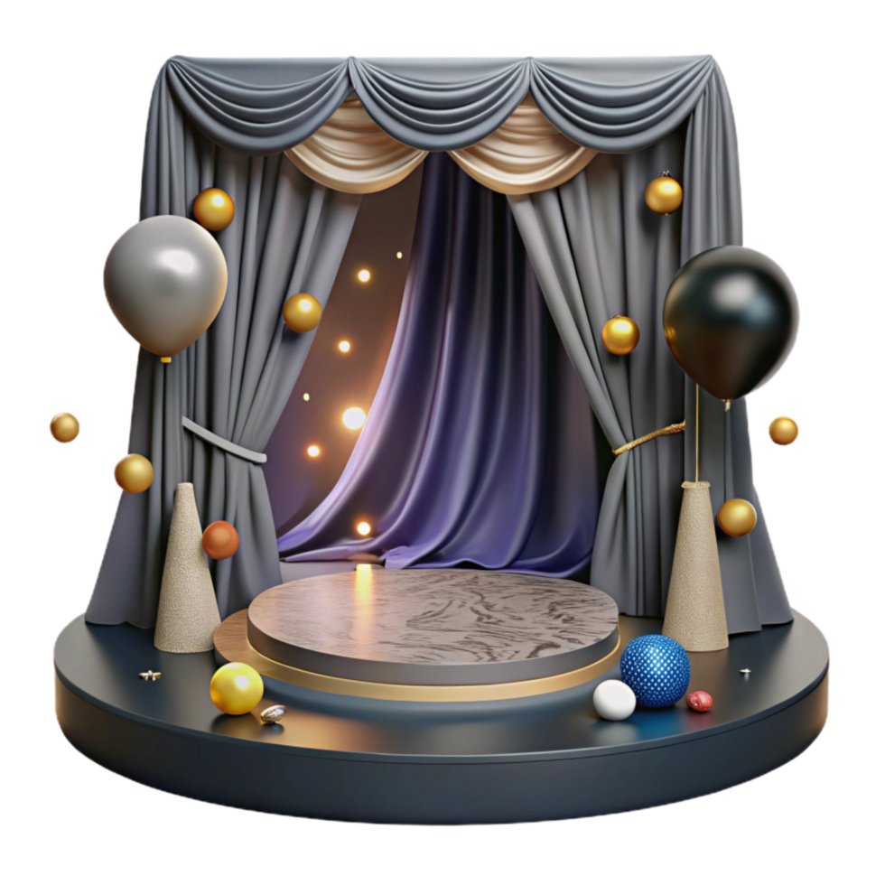 impressive creative Stage with Spotlight and Curtains Transparent Background professional png