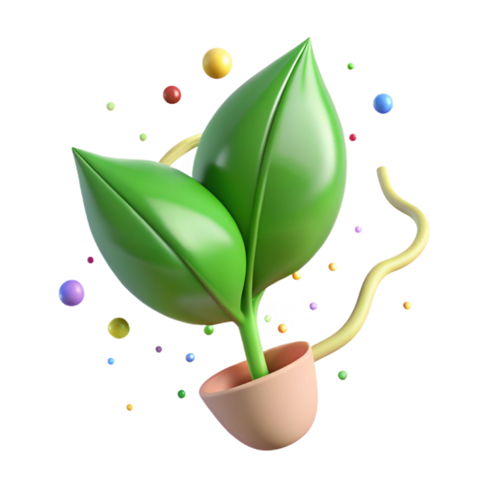 vibrant artistic Green Leaf Sprout Side View Cutout Transparent Background authentic png