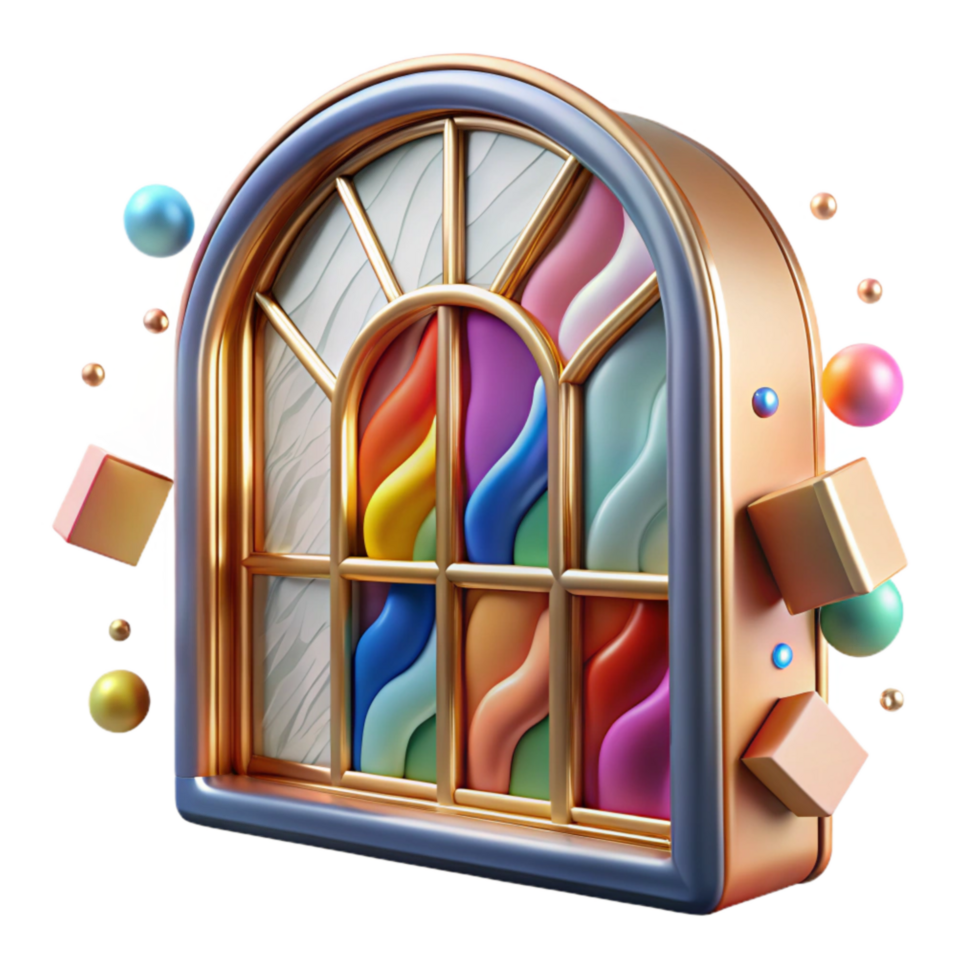 magnificent classic Stained Glass Window Fragment Colorful Transparent Background professional png