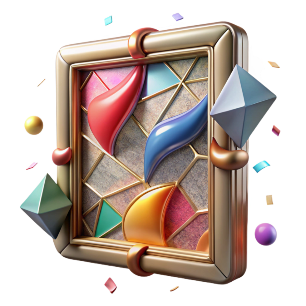extraordinary contemporary Stained Glass Window Fragment Colorful Transparent Background detailed png