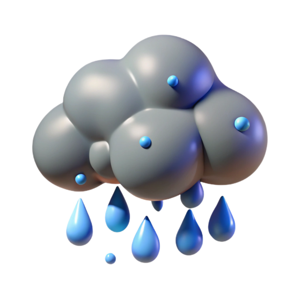 vibrant abstract Monsoon Cloud with Heavy Rain Isolated Element detailed png