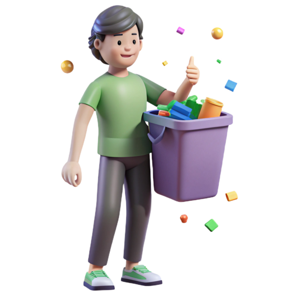 extraordinary abstract Person Holding Recycling Bin Side View Transparent Cutout authentic png