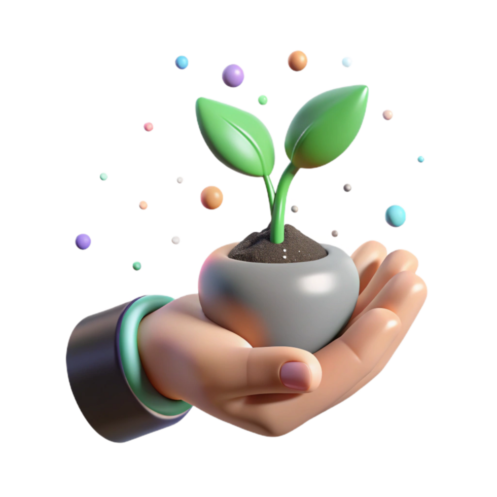 beautiful contemporary Hand Holding Seedling Soft Lighting Isolated Element detailed png