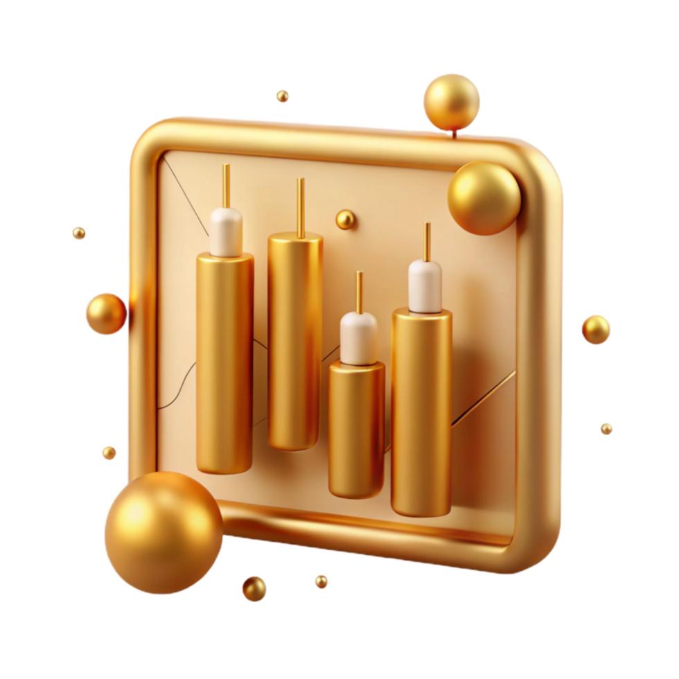 dramatic classic Gold Relative Strength Index Chart with Transparent Background high quality png