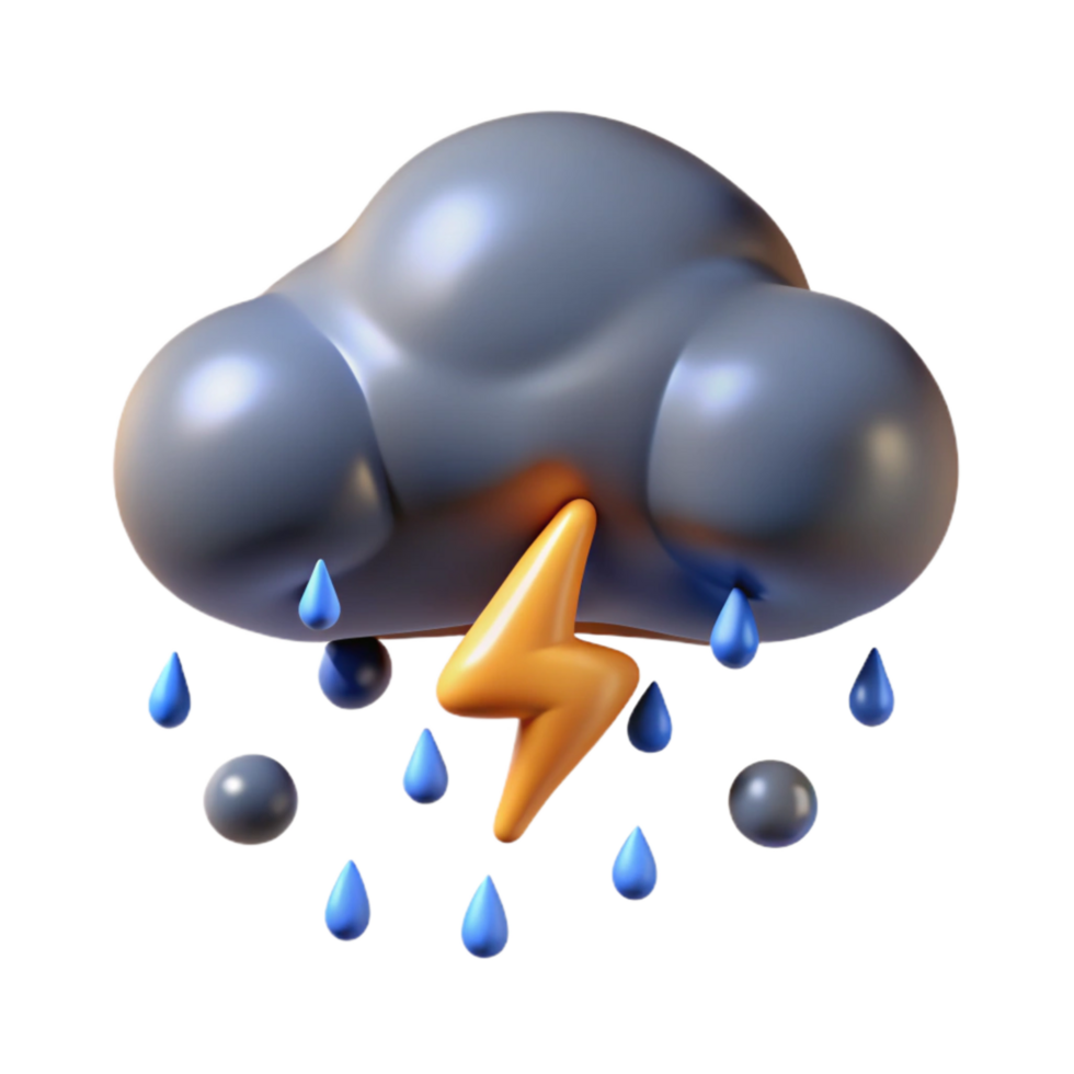 serene vintage Heavy Rain Cloud with Lightning Transparent Background high resolution png