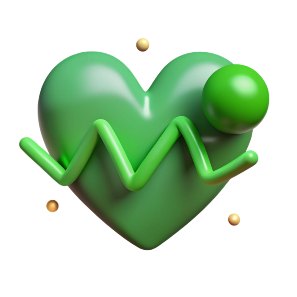 wonderful modern Healthy Heart Beat Line Green Color Transparent Background detailed png