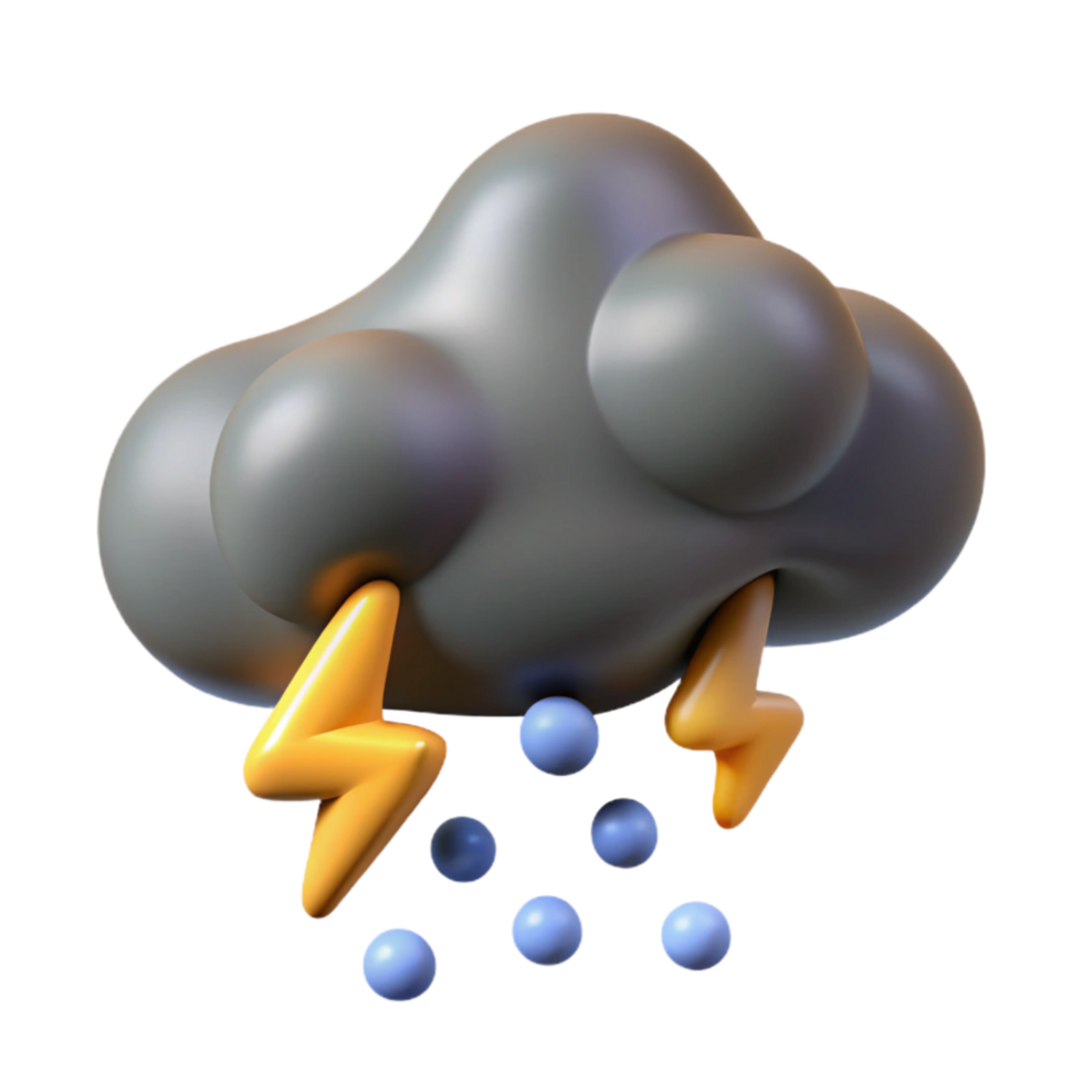 impressive creative Grey Rain Cloud with Lightning Isolated exclusive png