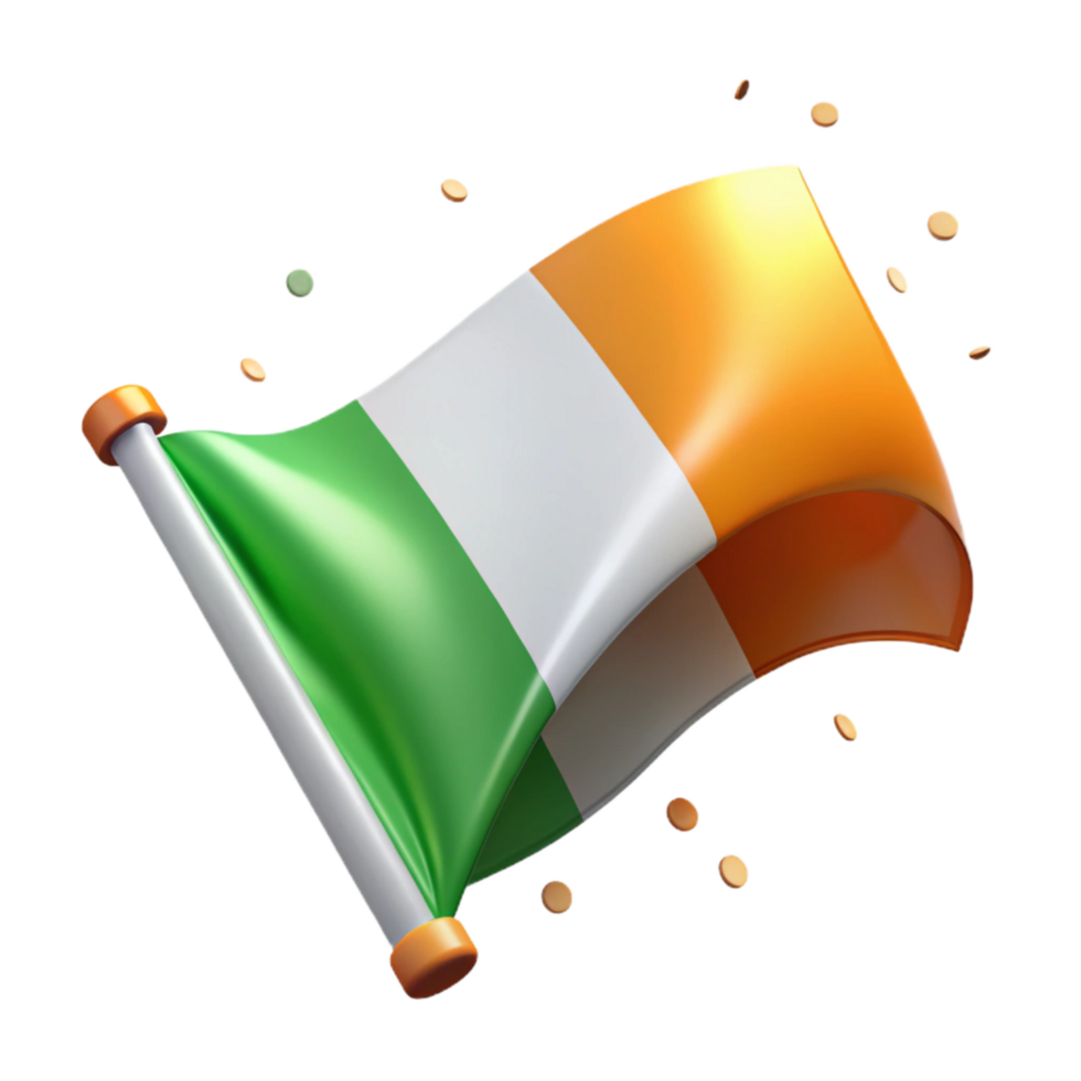 dramatic creative Irish Flag Green White and Orange Stripes Isolated Transparent Background original png
