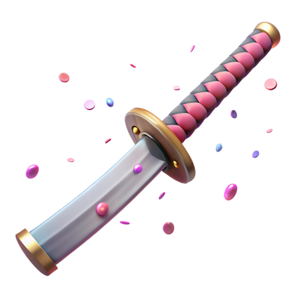 wonderful classic Japanese Katana Sword Sharp Blade Detail Isolated Transparent Background png