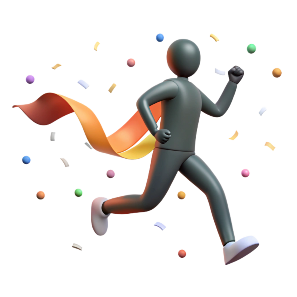 magnificent abstract Person Running Towards Finish Line Silhouette Cutout png