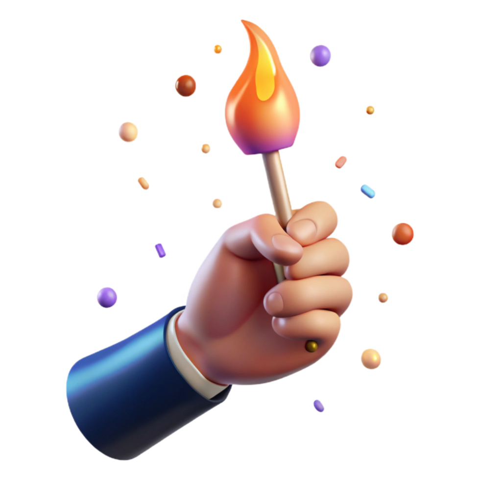 beautiful modern Hand Holding Lit Match Isolated Element with Dramatic Lighting original png