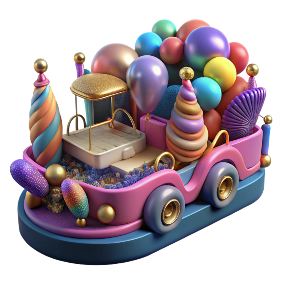 beautiful abstract Street Parade Colorful Floats Isolated Element detailed png