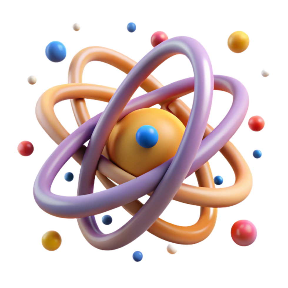 wonderful creative Stylized Atom Model Cutout with Transparent Background premium png