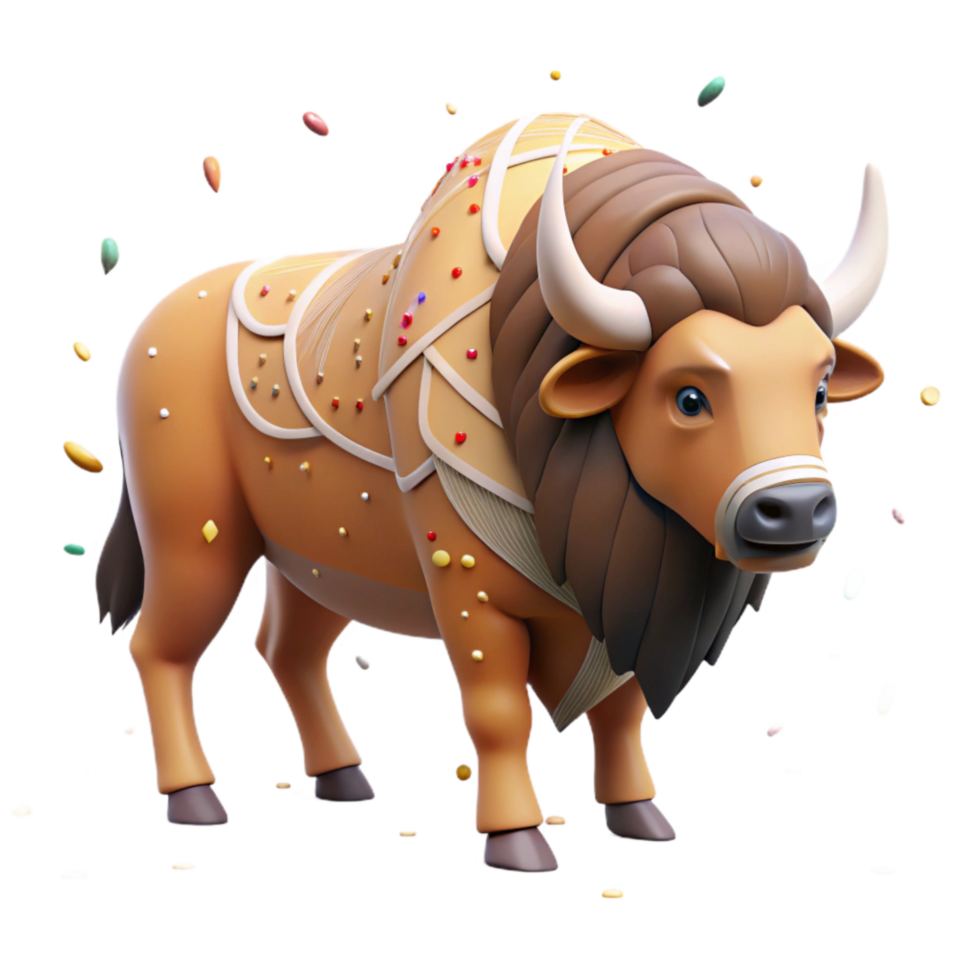 extraordinary abstract Stylized Cave Painting Bison Profile Transparent Background original png