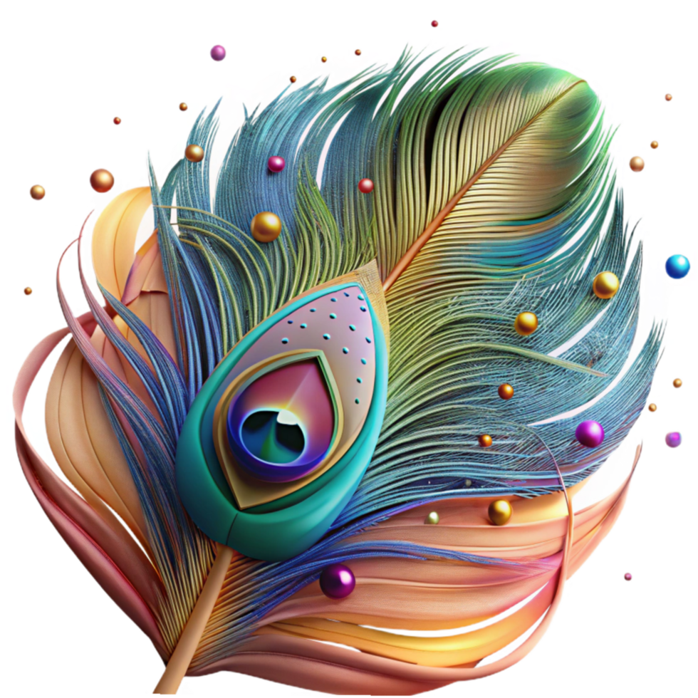 extraordinary classic Peacock Feather Close Up Detail Isolated Vibrant Colors detailed png