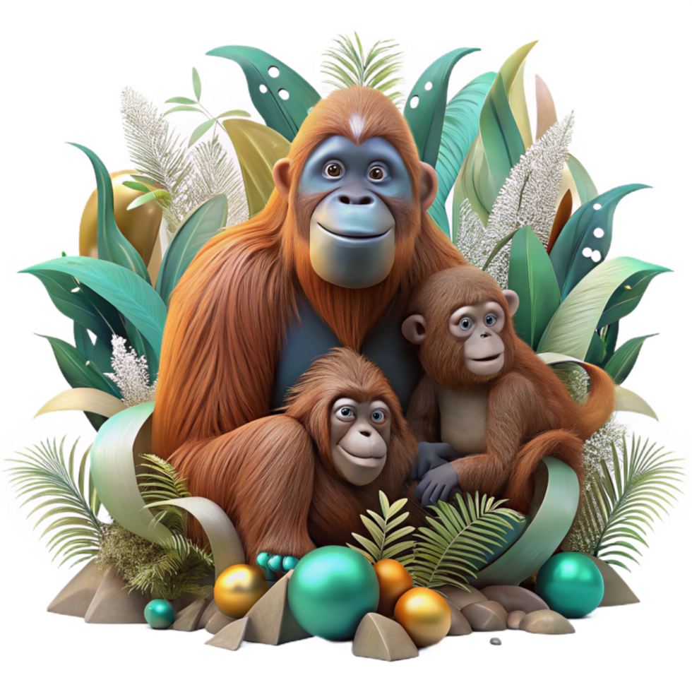 stunning creative Orangutan Family in Shrinking Jungle Transparent original png