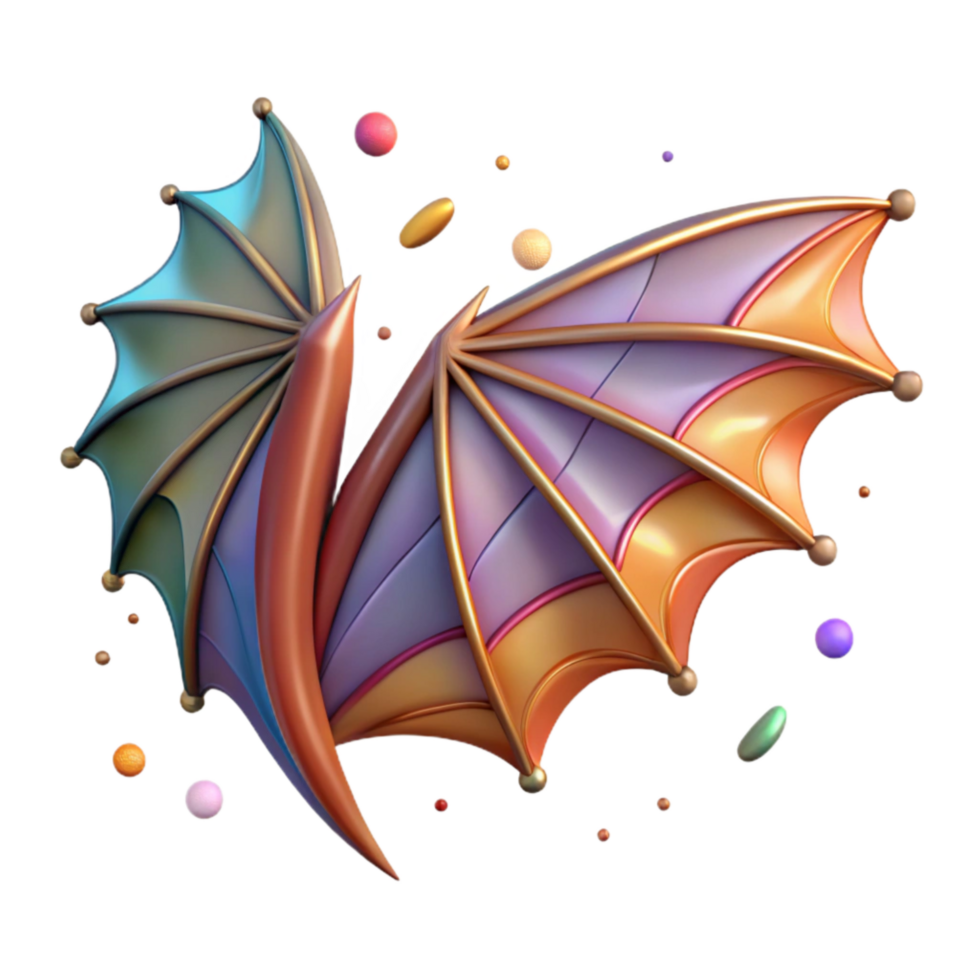 vibrant modern Stylized Dragon Wing Pattern Cutout detailed png