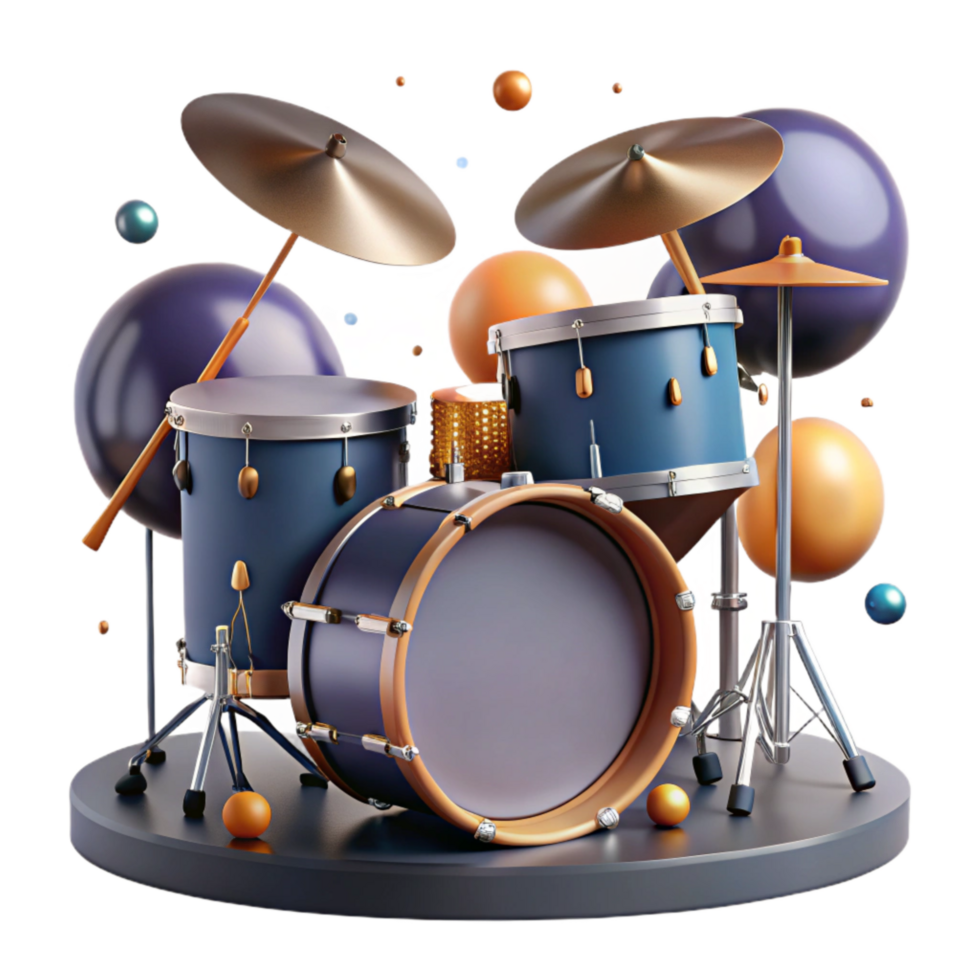 elegant modern Stylized Drum Set Cutout Transparent Background authentic png