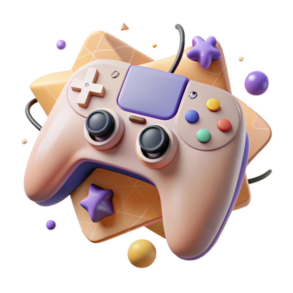 serene minimalist Stylized Game Controller Top Angle Isolated high resolution png
