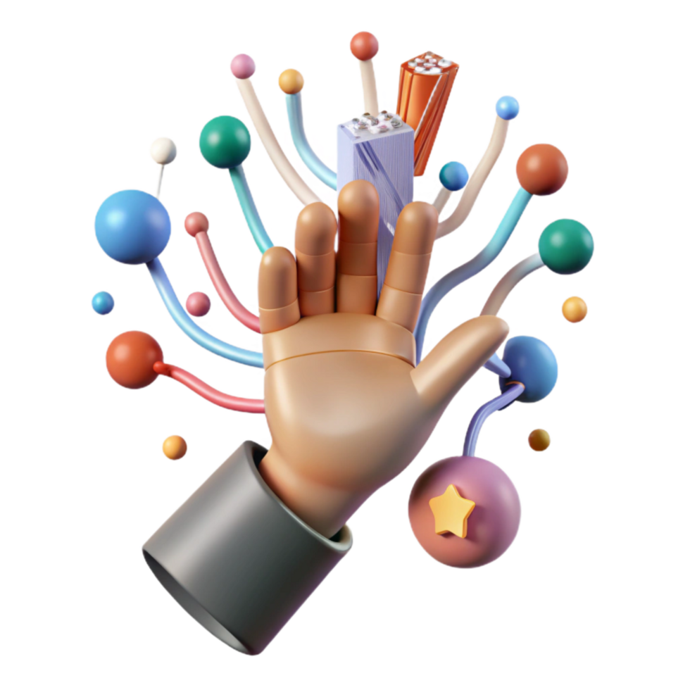 extraordinary rustic Stylized Human Hand Reaching for Data Stream Isolated premium png