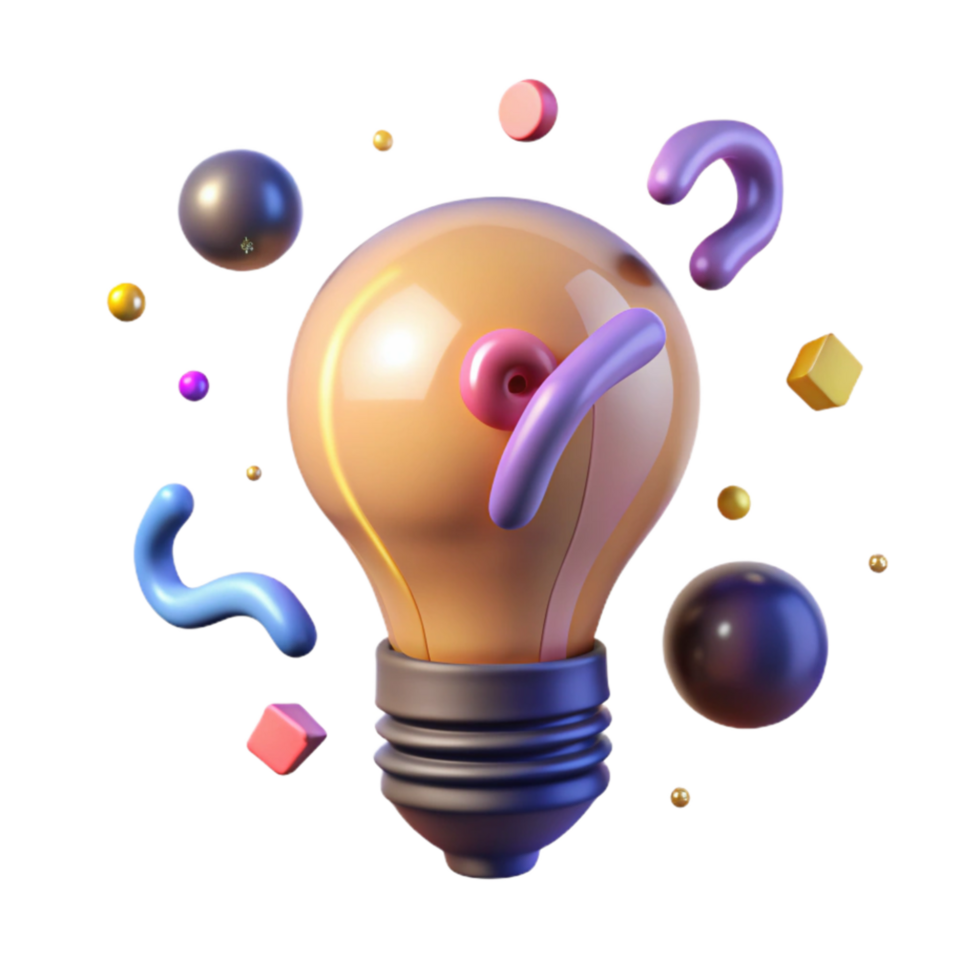 elegant artistic Stylized Lightbulb Idea Concept Cutout premium png