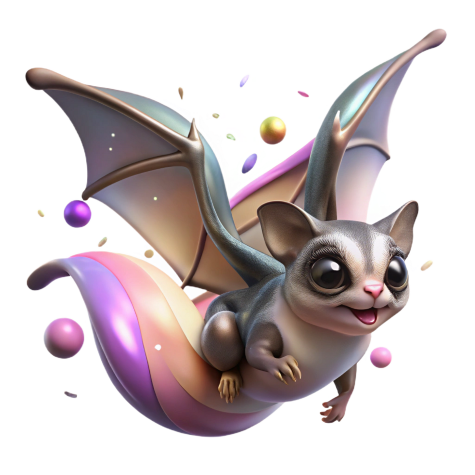 serene vintage Sugar Glider Gliding Through Air Isolated with Membrane Wings exclusive png