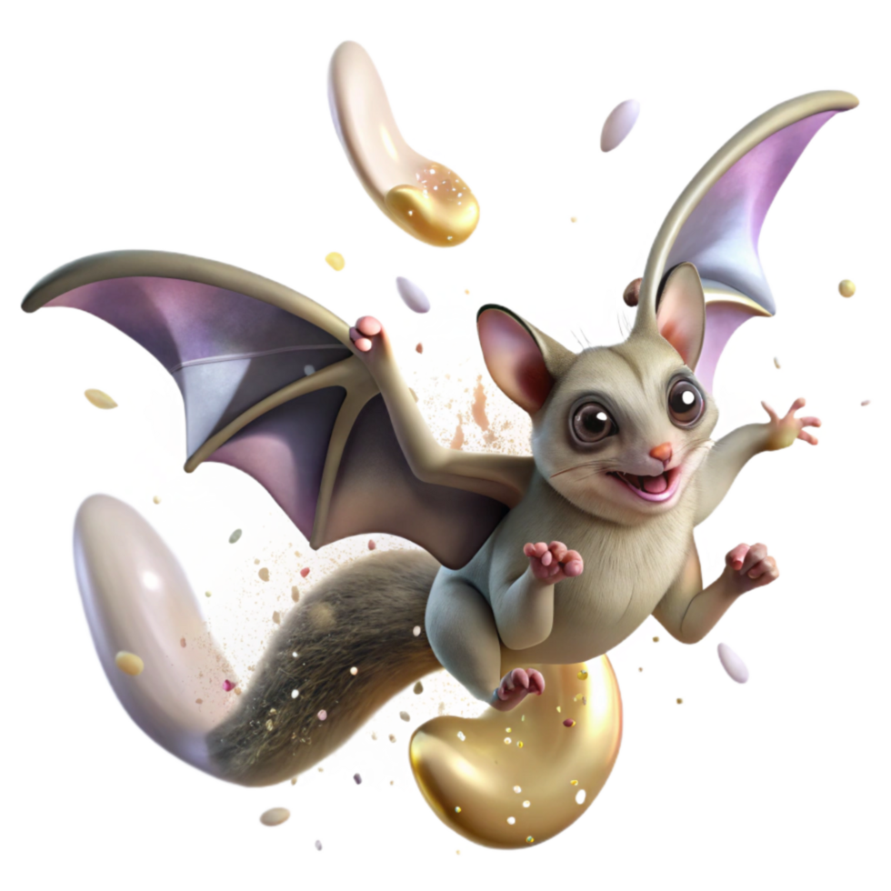 magnificent modern Sugar Glider Gliding Through Air Isolated with Membrane Wings genuine png