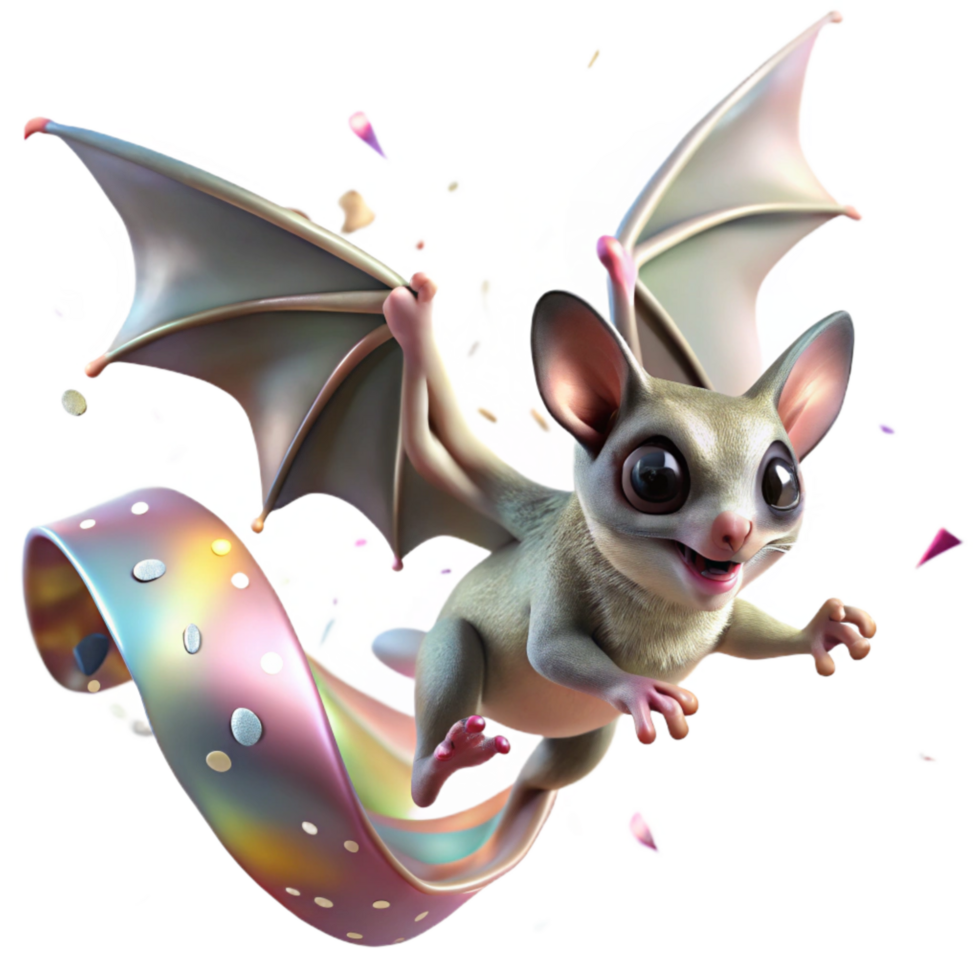 serene classic Sugar Glider Gliding Through Air Isolated with Membrane Wings professional png