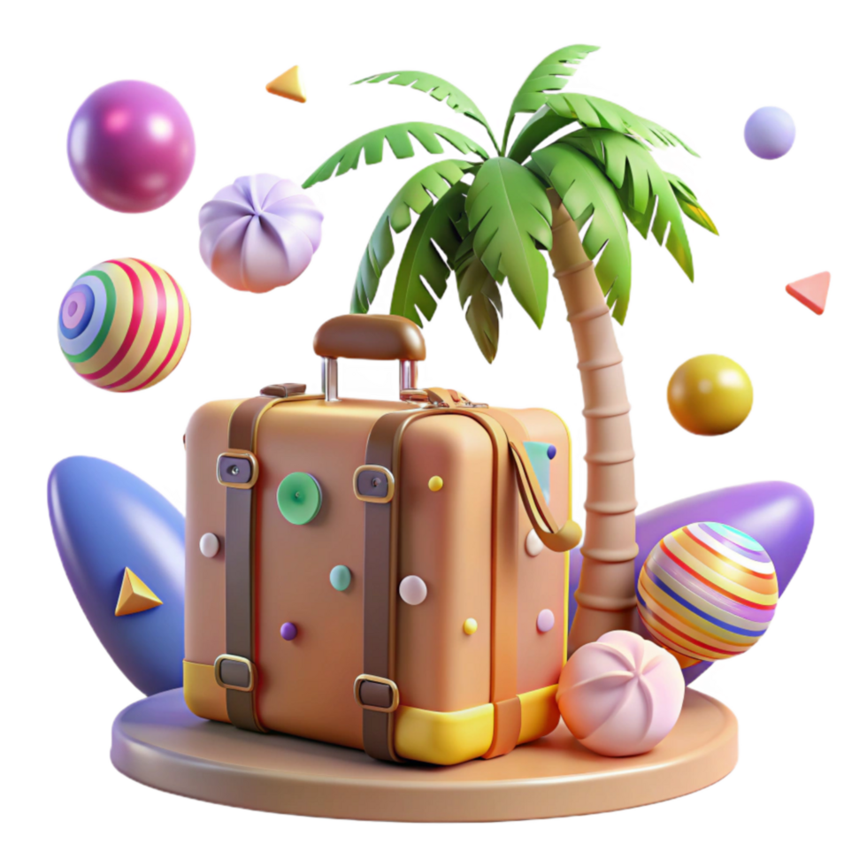vibrant abstract Suitcase and Palm Tree Nomad Getaway Cutout exclusive png
