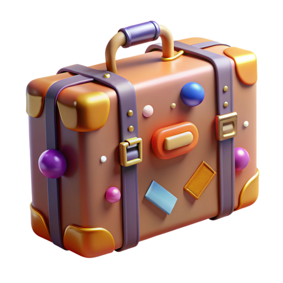 serene abstract Suitcase with Travel Stickers Transparent Element authentic png