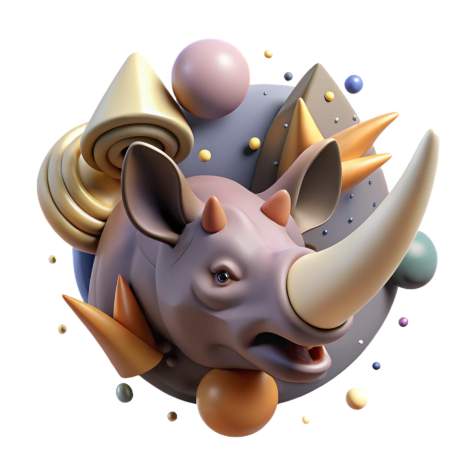 serene artistic Sumatran Rhino Horn Cutout Transparent Background authentic png