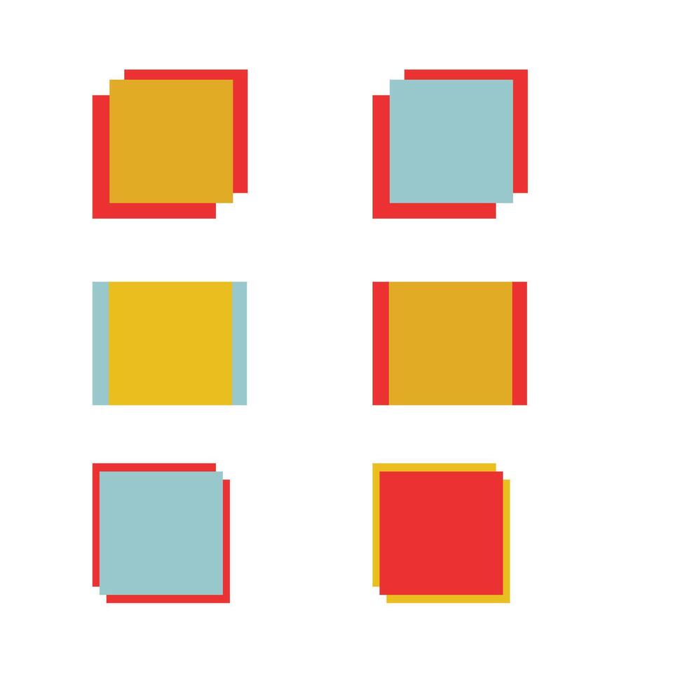 A set of colorful frames presents blank paper notes within square design elements, ideal as web message templates or business sign illustrations vector