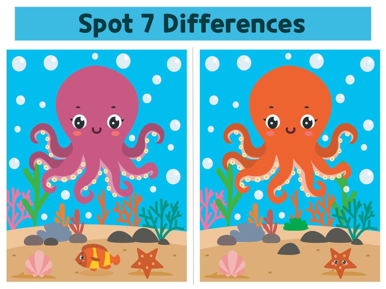 Octopus spot the differences.eps vector